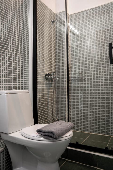 Shower, free toiletries, hair dryer