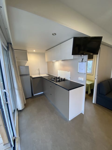 Deluxe Mobile Home, 2 Bedrooms, 2 Bathrooms, Sea View | Private kitchen | Fridge, cookware/dishes/utensils