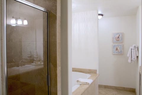 Junior Suite | Bathroom | Separate tub and shower, rainfall showerhead, designer toiletries