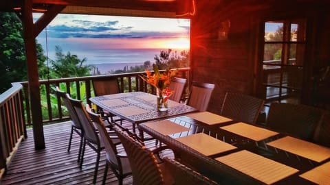 Dining Lanai seats 14, more in a pinch. Enjoy the sunset or roll down the shade