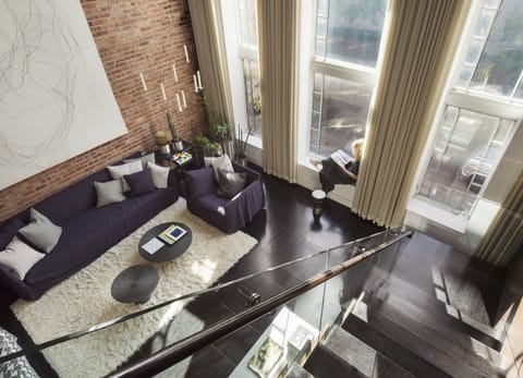 View of living room from Library