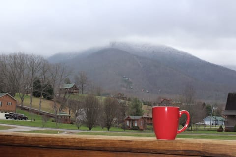 Coffee on the porch - Snow on the mountain.