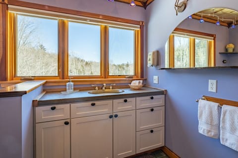 Master suite granite sink, full shower and jet tub