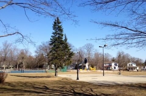 Park across the street; Tennis, Basketball, kids playground, swings.