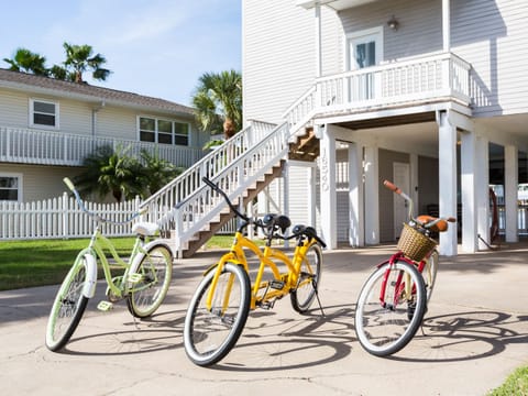 Bike to the beach on our complimentary bikes... the yellow one is a two-seater!