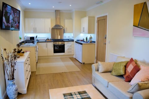 App #1 view from living area to kitchen