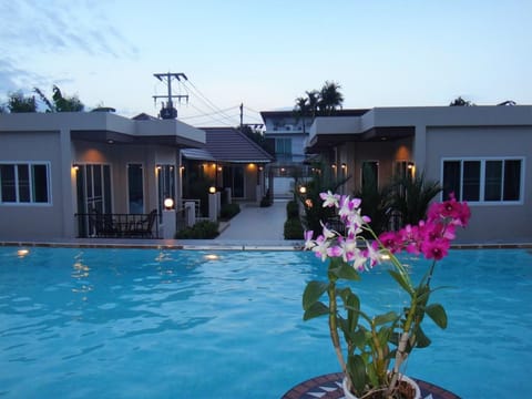 Outdoor pool, sun loungers