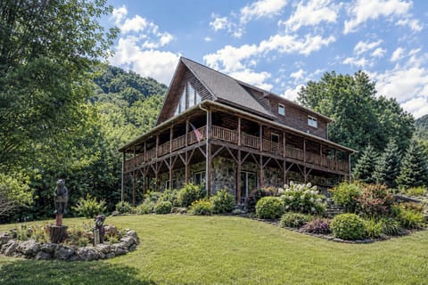 A gorgeous log cabin home nestled in the Great Smoky Mountains in Waynesville NC