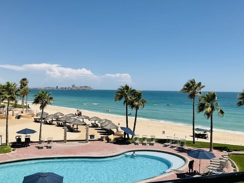 View from the rooms,pool right below