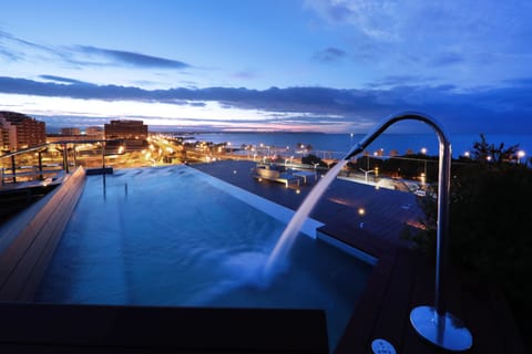 Indoor pool, outdoor pool, sun loungers