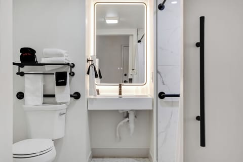 Standard Room, 1 Queen Bed, Accessible | Bathroom | Combined shower/tub, hydromassage showerhead, hair dryer, towels