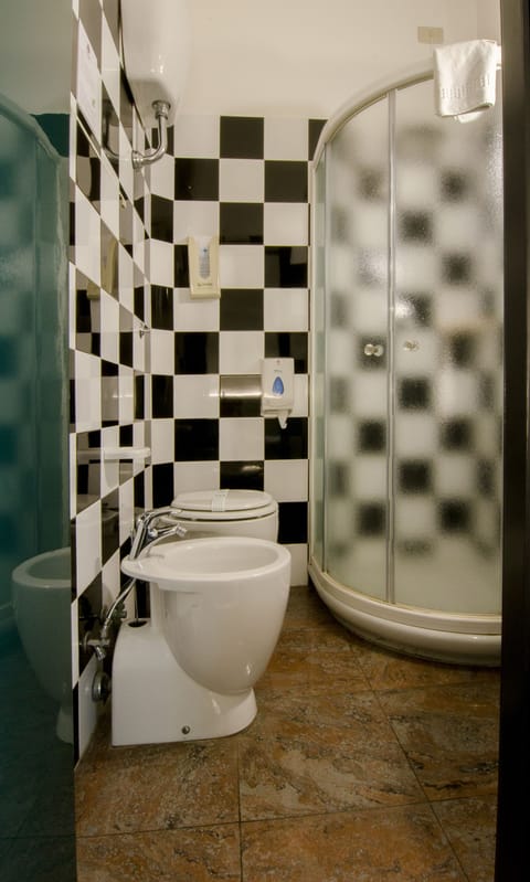 Shower, free toiletries, hair dryer, bidet