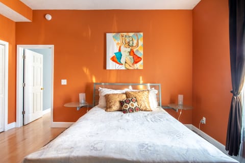 Modern touches in a Victorian home. 
Luxury queen size bed!