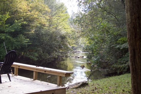 The beautiful view down Fightingtown Creek- nearly 200' of creek front to enjoy!