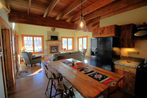 The dining room. kitchen and living room of the Liar's Lodge.