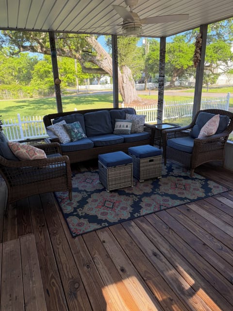 Screened porch seating