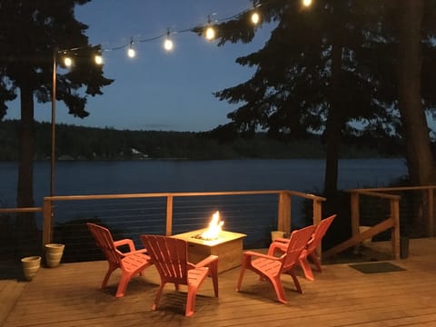 Spend a cozy evening around the propane fire pit. 