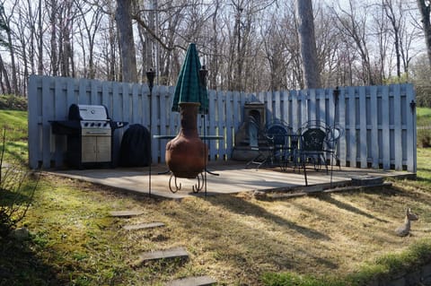 Patio area with gas grill, chimanea and room for 10