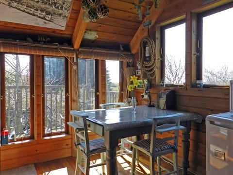 The dining area, with views out onto the balcony