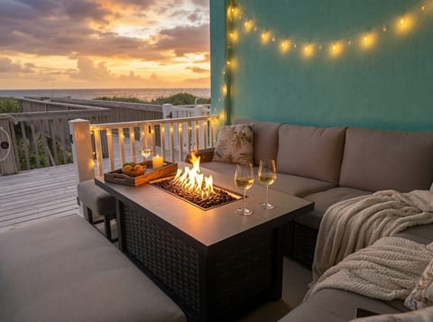 New sectional and fire pit on the main deck