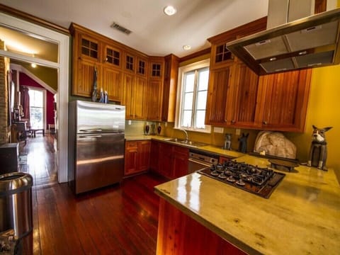 Beautifully appointed kitchen with custom made cypress cabinets!