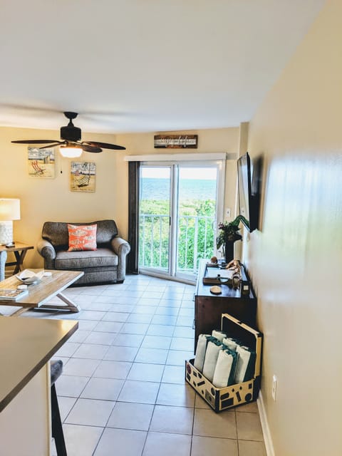 ocean view from kitchen and living room