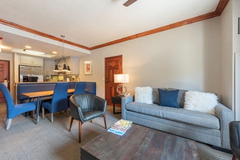 Living room and open kitchen and dinning table