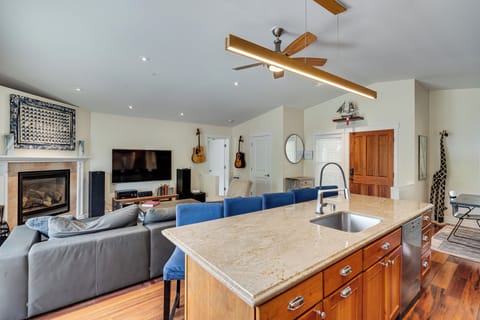 View of living room from kitchen.