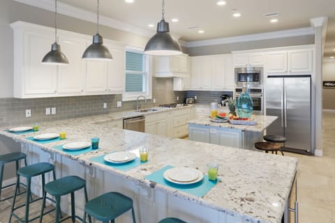 1st floor kitchen and bar with nice open floor plan. 