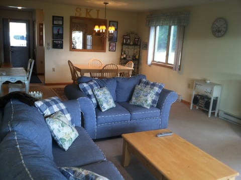 Our Living Area. Dining Area seats 6 with bench.