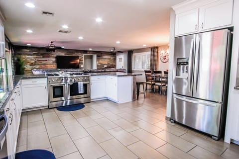 Spacious kitchen with stainless steel appliances