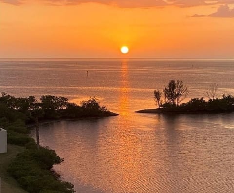 View of sunset from balcony