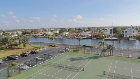 Canal view and tennis courts from the front entrance