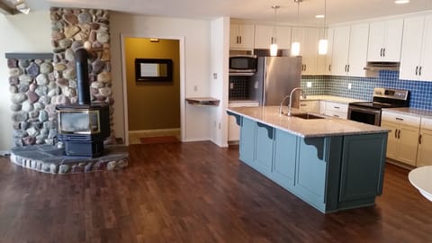 Kitchen into living room