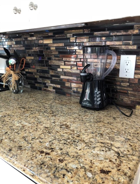 Kitchen has everything then Some to
Make your own Healthy meals or BBQ on patio.