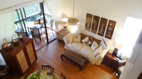 Spacious Corner Condo and Lanai.
A/C in Living Room.