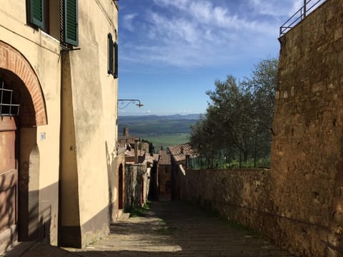 View from outside the apt.  The green shutters on the left frame stunning views.