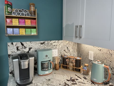 Coffee set up with Krups, Dorchester Coffee Maker and Dorchester Kettle.