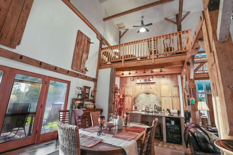 original barndoors from remodel on wall french doors to deck.