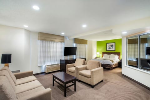 Suite, 1 Queen Bed, Non Smoking | In-room safe, iron/ironing board, WiFi (free), bed sheets