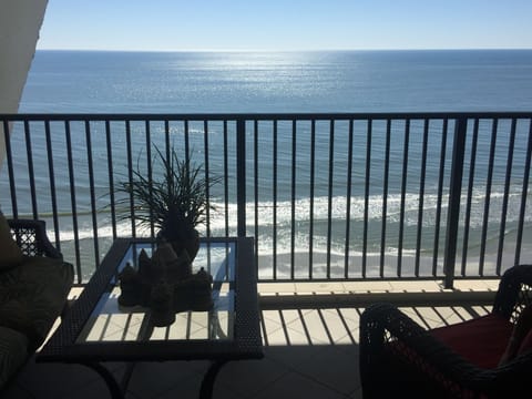 OCEANFRONT! Our comfortable balcony—adjacent to living room and main bedroom!