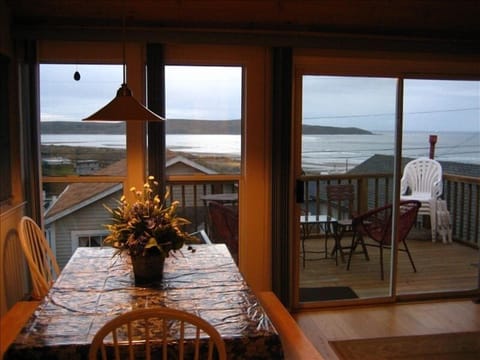 View from kitchen, dining, living area.