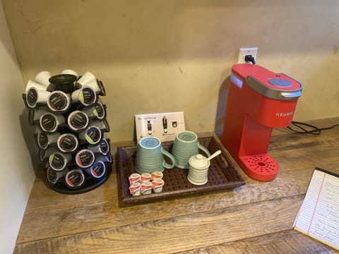 Keurig coffee maker with K-Cups. As well, we have a standard drip coffee maker