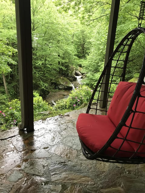 Enjoy the serene sounds of Mountain bliss, as you relax in our basket swings!!
