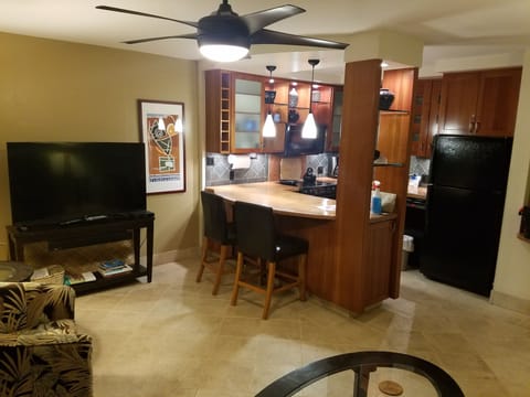 You just hit the JACKPOT...Huge TV... Custom Renovation and a Split Central A/C.