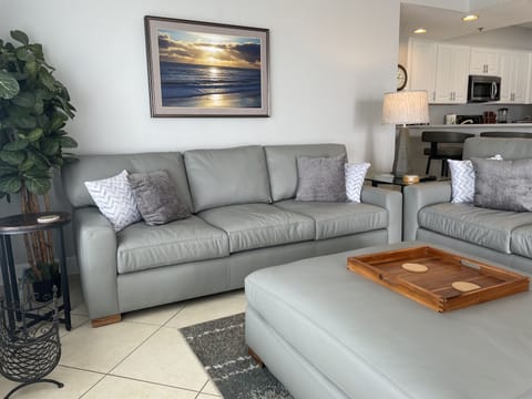 New in 2022: Huge 100% Leather Ottoman too!