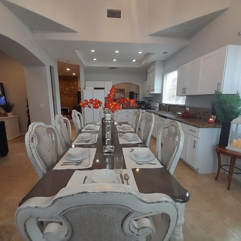 Dining  table  with  8 chairs  