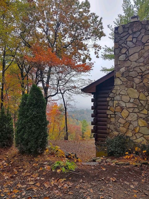 Fall Cabin fireplace