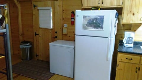 Freezer, full sized refrigerator, K-Cup and Regular coffee makers, 