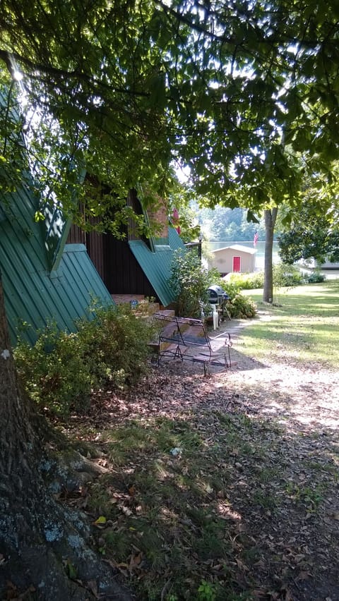 Entrance with boat house in the background. Fish are ready to be caught!